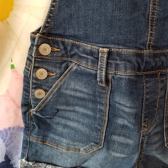 SO Kid's Size 10 Overall Shorts Dark Denim - Picture 3 of 5